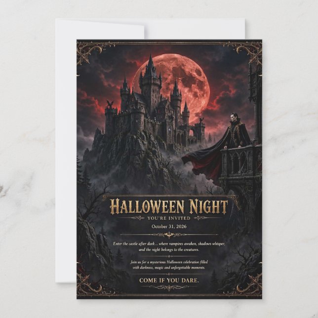 Invitation de soirée de château gothique de lune d (Devant)
