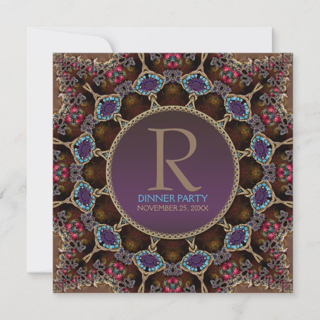Invitation de soirée de dîner bohème vintage avec  (Devant)
