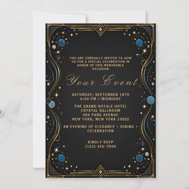 Invitation de soirée de fête de luxe pour une soir (Devant)