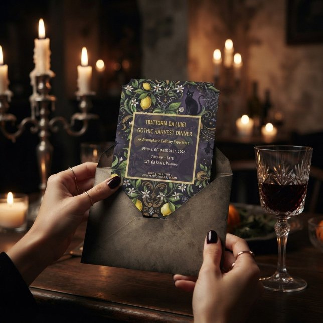 Invitation de soirée de Halloween gothique botaniq (Créateur téléchargé)