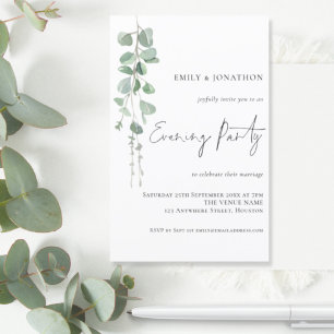Invitation de soirée de mariage au eucalyptus à pe
