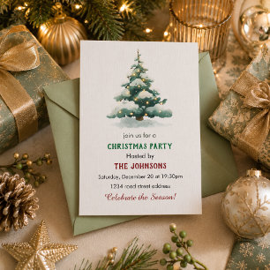 Invitation de soirée de Noël autour d'un arbre de