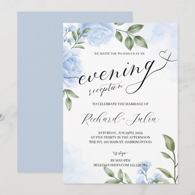 Invitation de soirée de réception de mariage CRYST (Devant / Derrière)