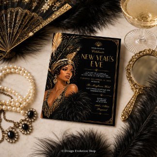 Invitation de soirée du Nouvel An au style Art Déc