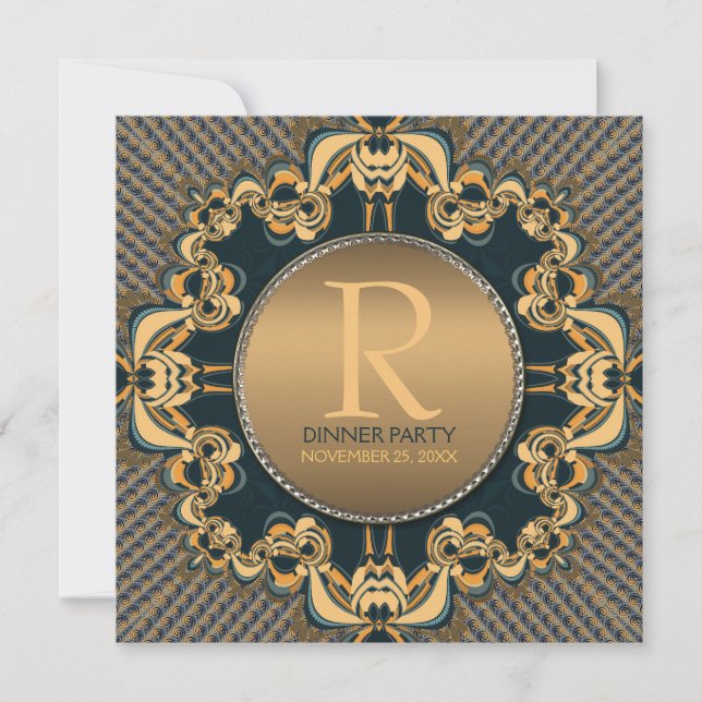 Invitation de soirée élégante avec monogramme sarc (Devant)