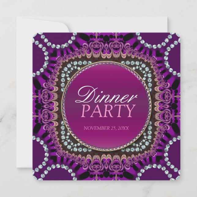 Invitation de soirée exotique orientale violette (Devant)
