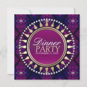 Invitation de soirée exotique rose violet