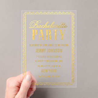 Invitation de soirée Gold Womens Bachelorette