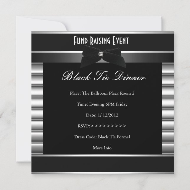 Invitation de soirée officielle en noir avec rayur (Devant)