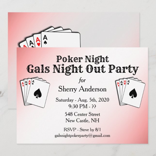 Invitation de soirée poker avec titre personnalisé (Devant / Derrière)
