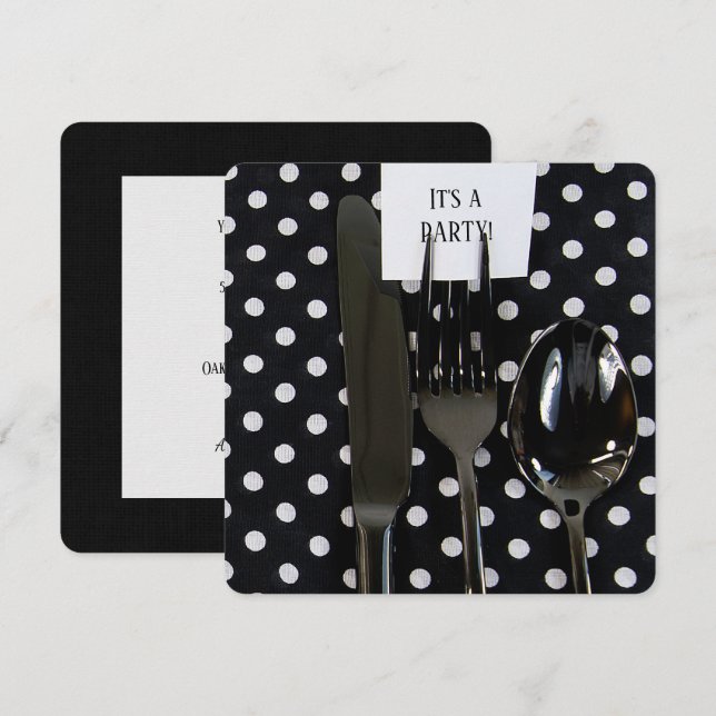 Invitation de soirée Polka Dot (Devant / Derrière)