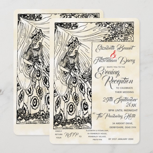 Invitation de soirée pour princesse de conte de fé (Devant / Derrière)
