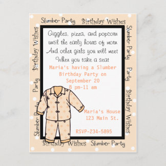 Invitation de soirée pyjamas d'anniversaire
