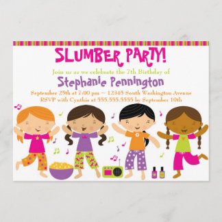 Invitation de soirée pyjamas de l'anniversaire de