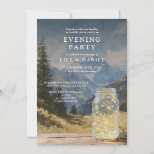 Invitation de soirée rustique montagne mason jar a