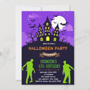 Invitation de soirée zombie Halloween