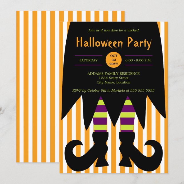 Invitation de sorcière de la fête d'Halloween (Devant / Derrière)