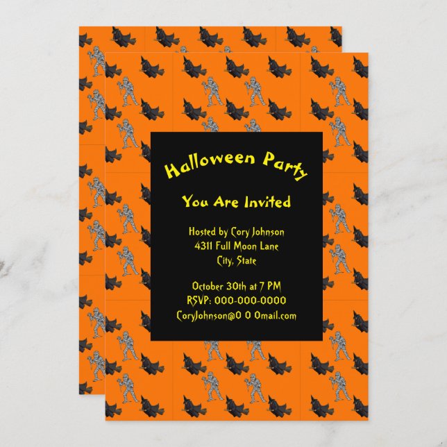 Invitation de sorcière et de maman Motif Halloween (Devant / Derrière)
