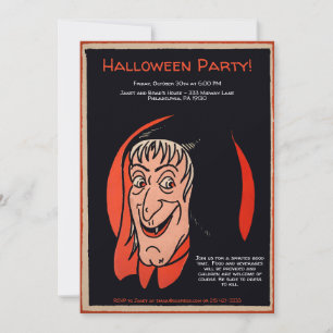 Invitation de sorcière personnalisable rétro
