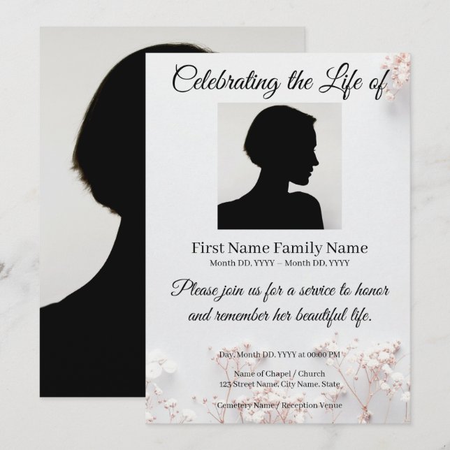 Invitation de souvenir de fleur sauvage (Devant / Derrière)