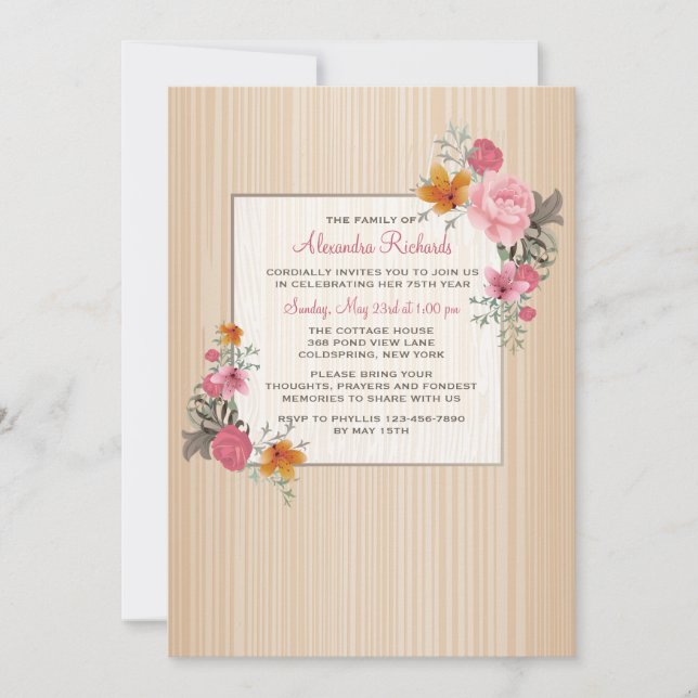 Invitation de souvenir floral (Devant)
