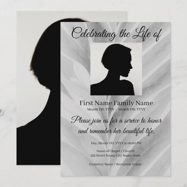 Invitation de souvenir grise (Devant / Derrière)