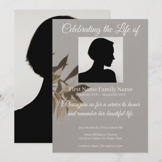 Invitation de souvenir taupe (Devant / Derrière)