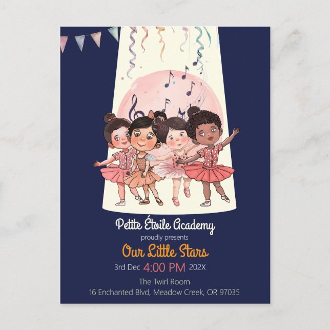 Invitation de spectacle de Tiny Dancers – Studio p (Devant)