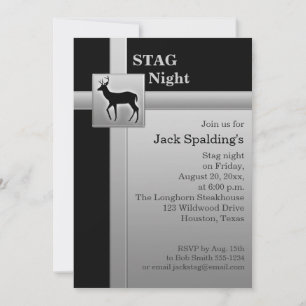 Invitation de Stag noir et argent