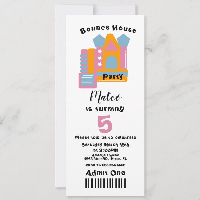 Invitation de style billet d'anniversaire de maiso (Devant)