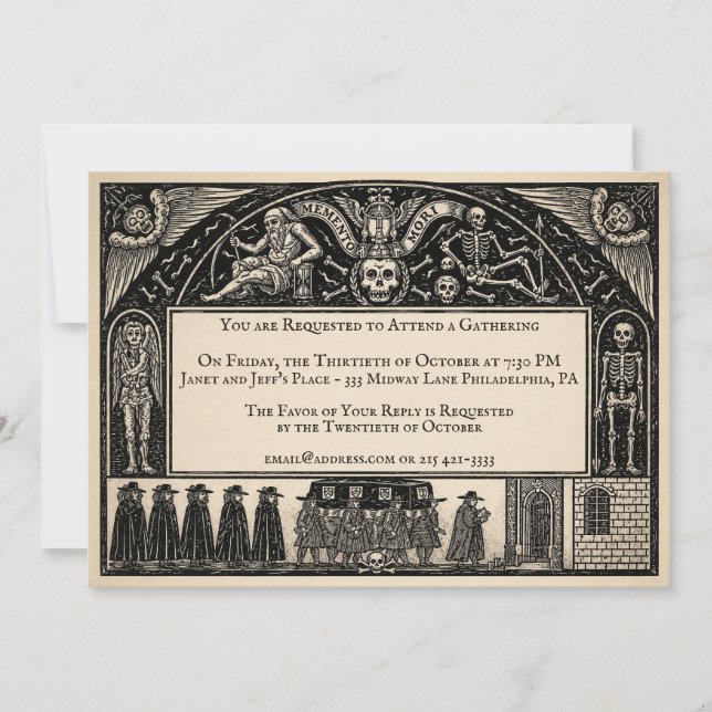 Invitation de style funéraire victorien (Devant)