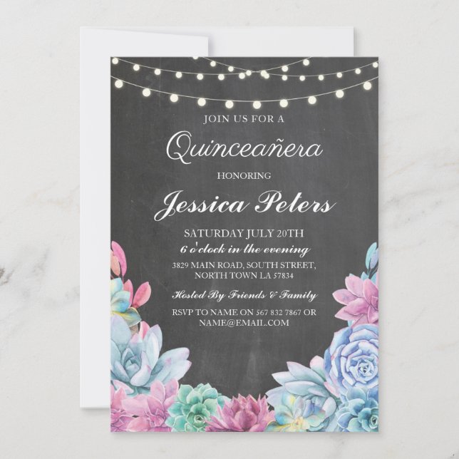 Invitation de Succulents de pastels de partie de (Devant)
