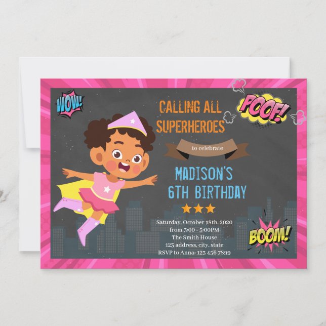 Invitation de super-héros d'enfant africain (Devant)