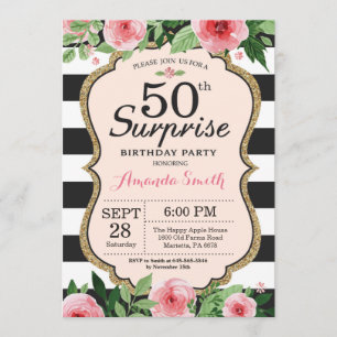 Invitation de surprise 50e anniversaire Femmes flo