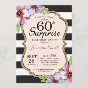 Invitation de surprise 60e anniversaire Femmes flo