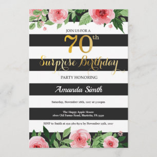 Invitation de surprise 70e anniversaire Femmes flo