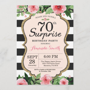 Invitation de surprise 70e anniversaire Femmes flo