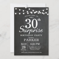 Invitation de surprise d'anniversaire de 30 ans Ta