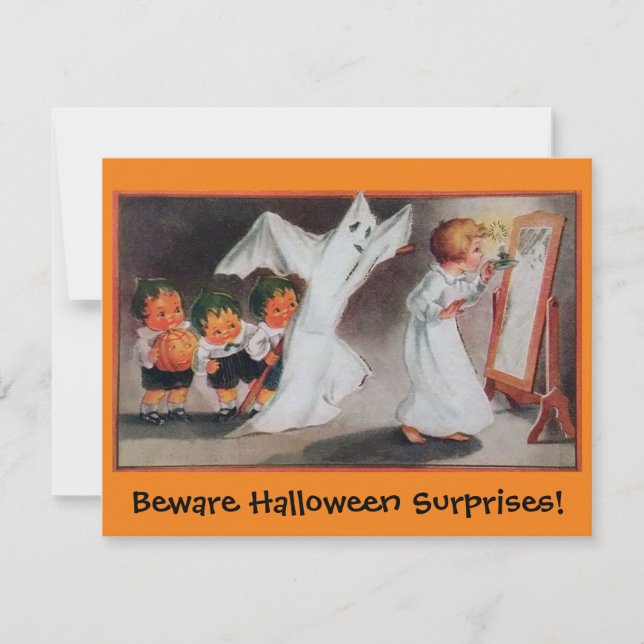 Invitation de surprise Halloween mignonne et rétro (Devant)