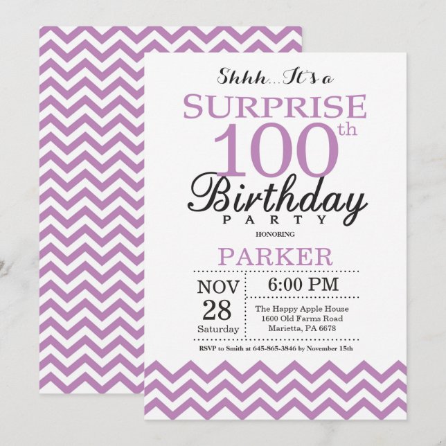 Invitation de surprise pour les 100 ans avec Chevr (Devant / Derrière)