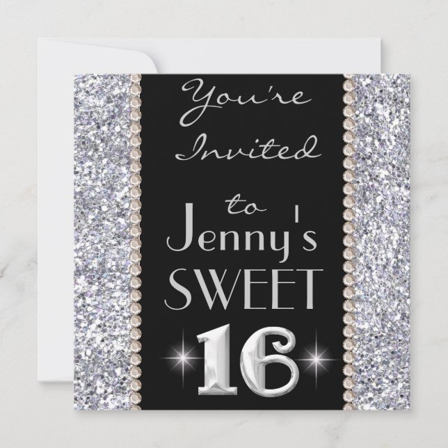 Invitation de SWEET 16 Chic & Bling Party (Devant)