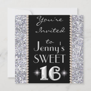 Invitation de SWEET 16 Chic & Bling Party