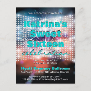 Invitation de Sweet sixteen de feux d'artifice et 