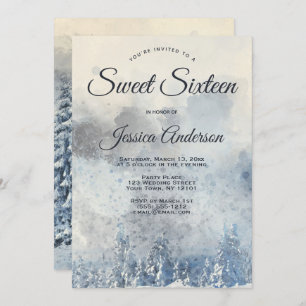 Invitation de Sweet sixteen de forêt d'hiver mysti