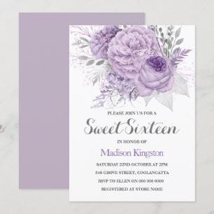 Invitation de Sweet sixteen de la lavande d'étince