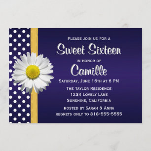 Invitation de sweet sixteen de marguerite de jaune