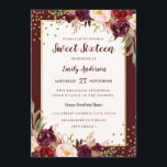 Invitation de Sweet sixteen floral bourguignon<br><div class="desc">Plus d'invitations de Sweet sixteen floral dans le Little Bayleigh Store!</div>