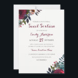 Invitation de Sweet sixteen Floral d'aquarelle Bou<br><div class="desc">Collection de Sweet sixteen correspondant dans le magasin Little Bayleigh !</div>