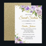 Invitation de Sweet sixteen Floral Purple Gold Spa<br><div class="desc">Plus joli Sweet sixteen floral Invitations dans le Little Bayleigh Store!</div>