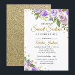 Invitation de Sweet sixteen Floral Purple Gold Spa<br><div class="desc">Plus joli Sweet sixteen floral Invitations dans le Little Bayleigh Store!</div>